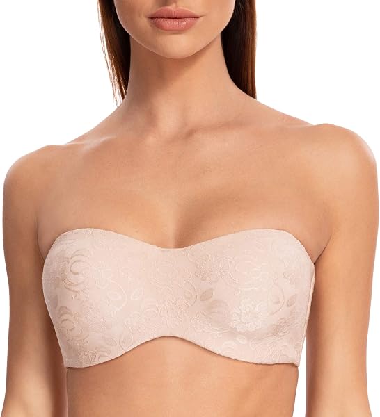 MELENECA - Sujetador con Aros sin Relleno Reductor sin Tirantes Bandeau para Mujer - 4