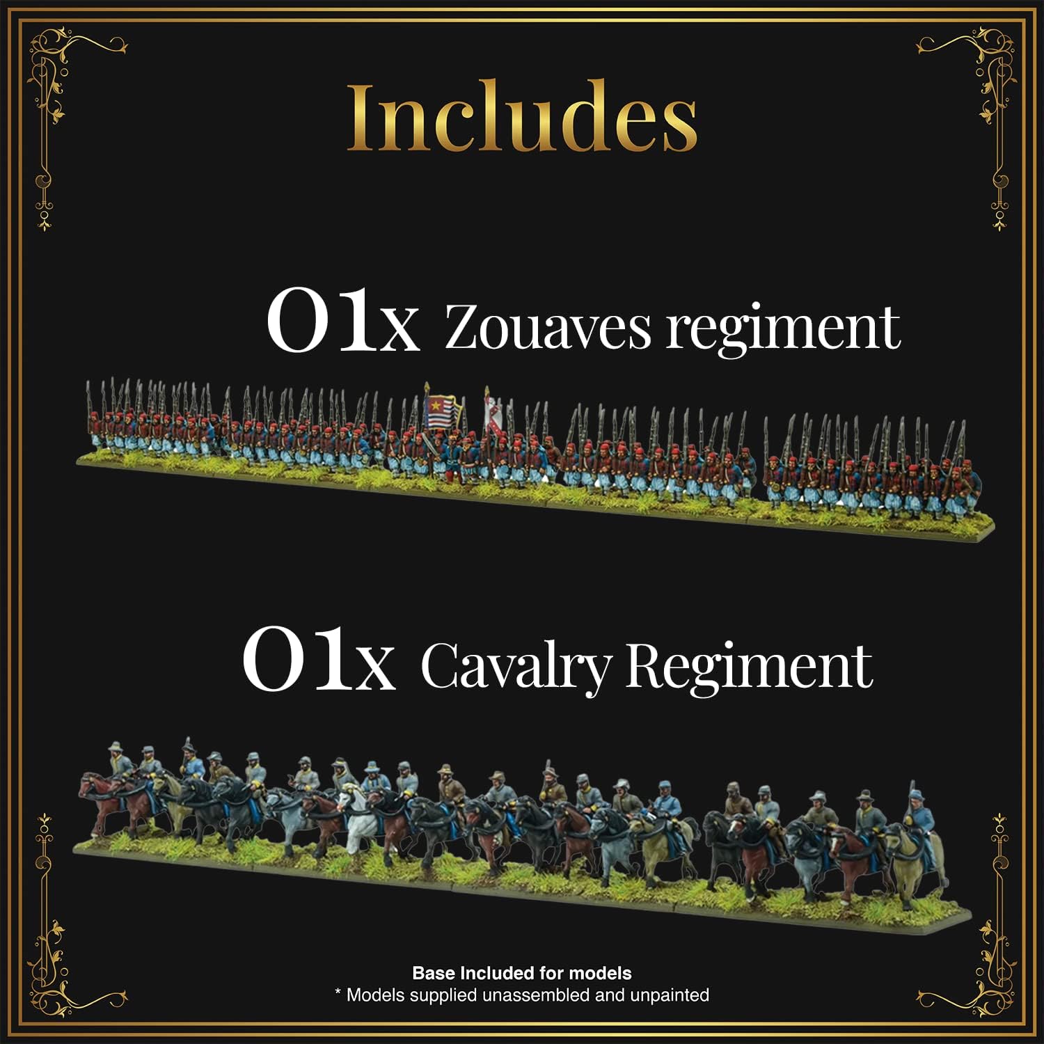 Wargames Delivered - Warlord Games Black Powder Epic Battles - American Civil War Confederate Cavalry & Zouaves Brigade Miniatures, 4 Regiments, Digital Bundle- Action Figures Model Kit