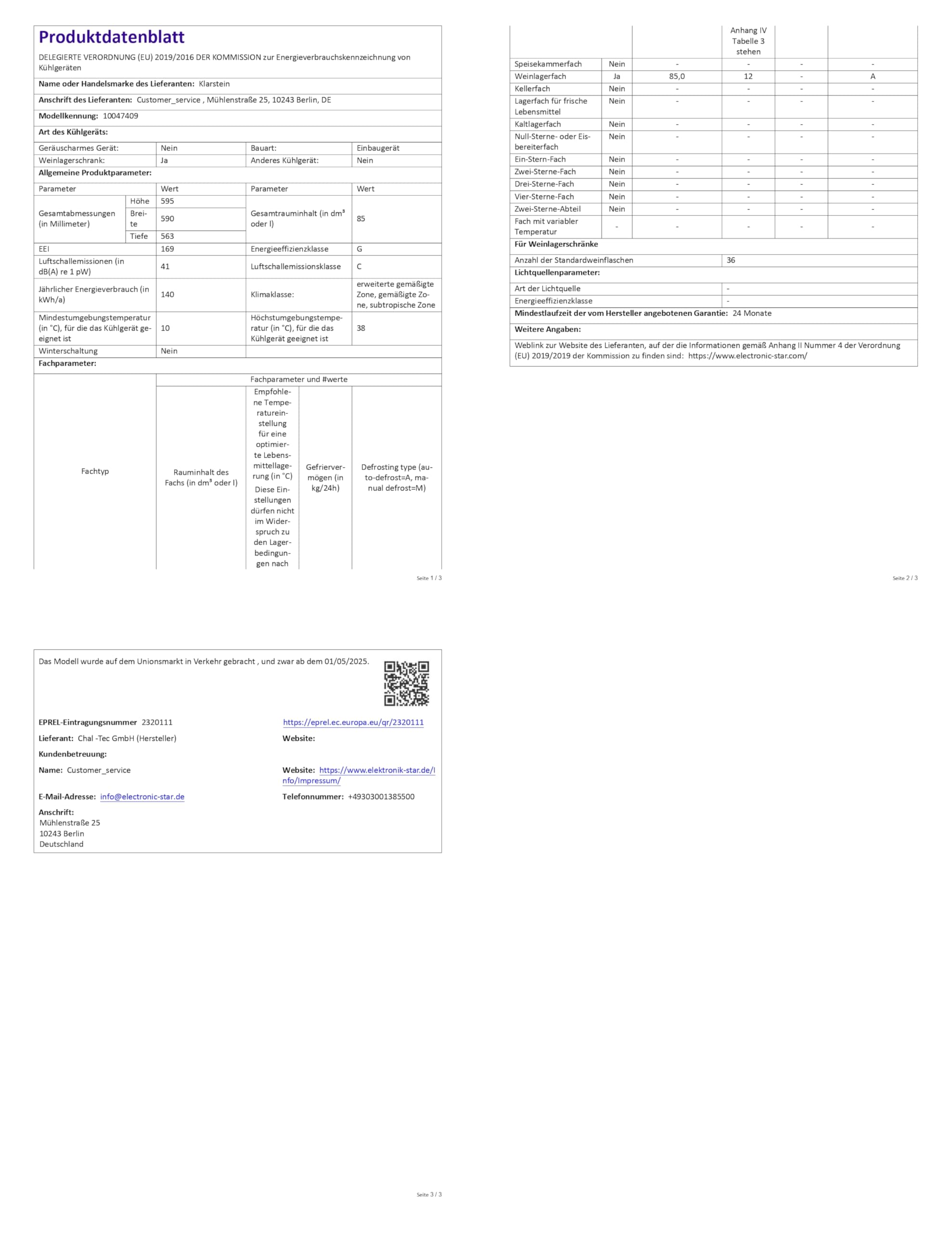 Klarstein Velaire Weinkühlschrank 2 Zonen - 36 Flaschen, Einbau, 5-22°C, Touch, LED, UV-Schutz, Holzregale, 41 dB, Weinklimaschrank 2 Zonen