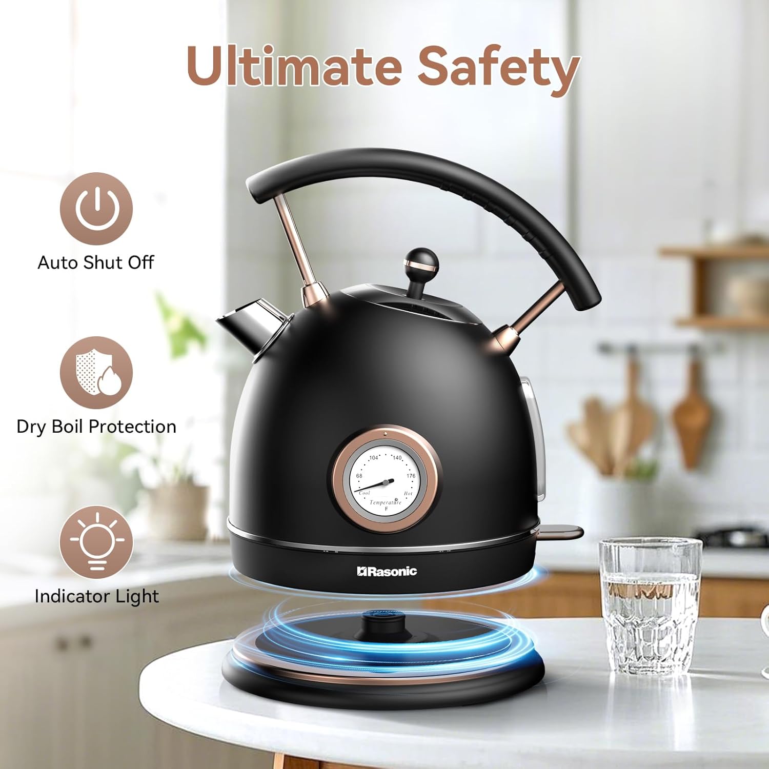 மீண்டும் view of the Rasonic Retro Electric Kettle