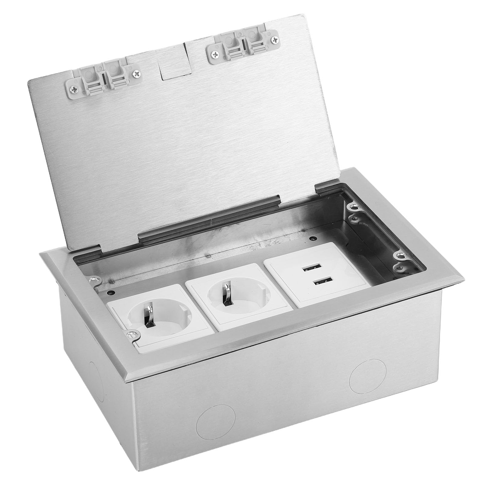 Topiky Scatola di Derivazione da Incasso a Pavimento, Kit Presa Piatta in Acciaio Inossidabile Impermeabile con 2 Porte USB, Presa Elettrica da 4KW 16A, per Ufficio Domestico in Marmo