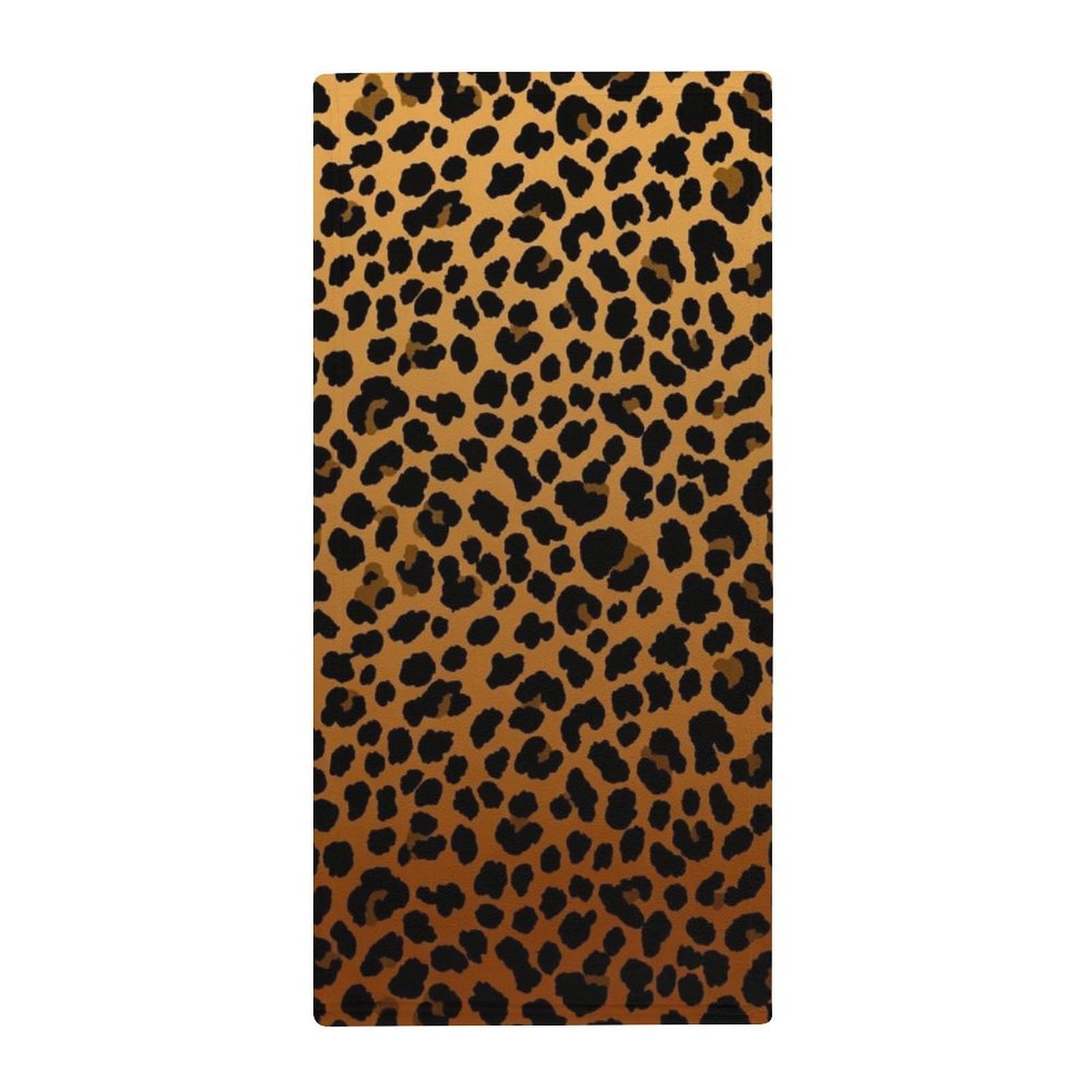 Anceky Lightweight Travel Towels, Cheetah Leopard Print Floral Dark Yellow Absorbent Fingertip Towels for Camping, Yoga & Gym Essentials