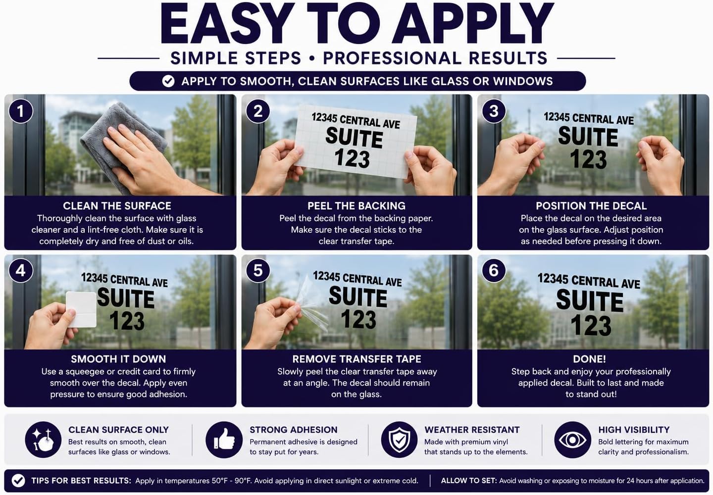 Custom Suite Number and Address Vinyl Decal, Multiple Colors Available, Business Door Sign Sticker