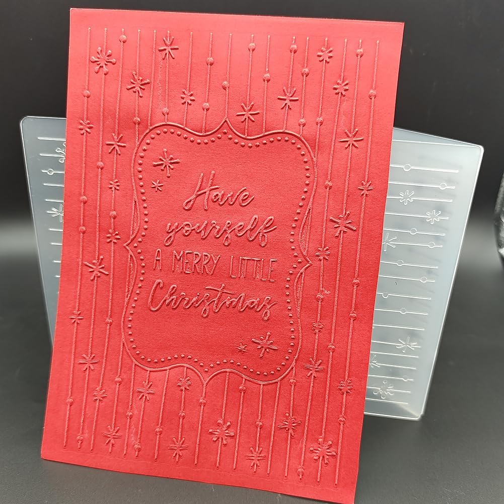 Plastic Embossing Folder 5x7 Inch Christmas Card Paper Crafts Plastic Textured Impressions for Card Making Scrapbooking