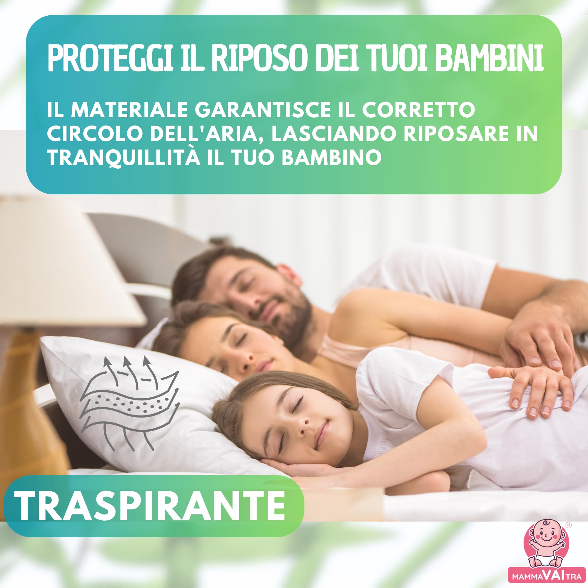 Coprimaterasso Matrimoniale Impermeabile in Bambù 160x190x30 cm