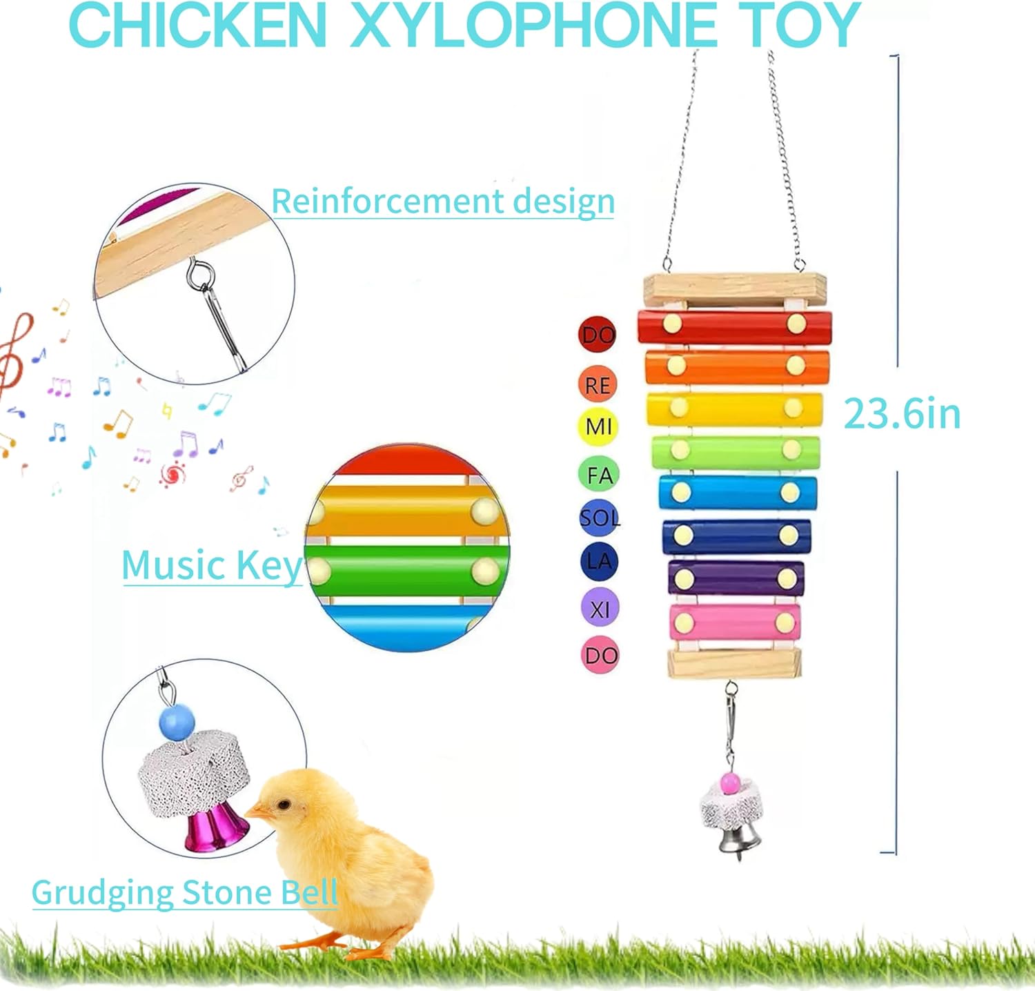 Chicken Toys for Coop Accessories，Chicken Chewing Toy Chicken Swing Hanging Feeder Chicken Xylophone Mirror Vegetable Fruits Skewer for Hens Chick Bird Parrot（A）