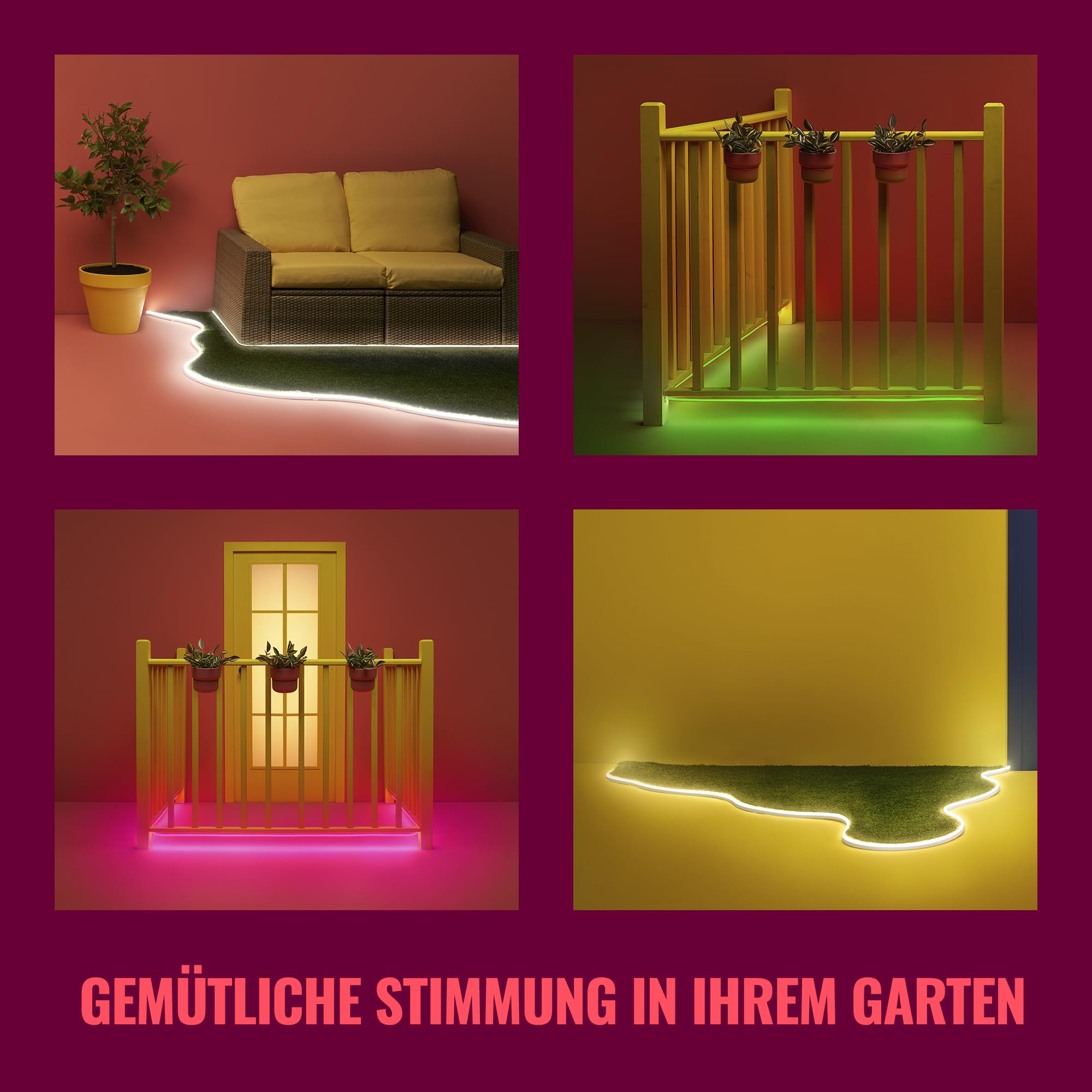 WiZ Outdoor Lightstrip Tunable White & Color, dimmbar,16 Millionen Farben, 5 Meter, smarte Steuerung per App/Stimme über WLAN, weiß