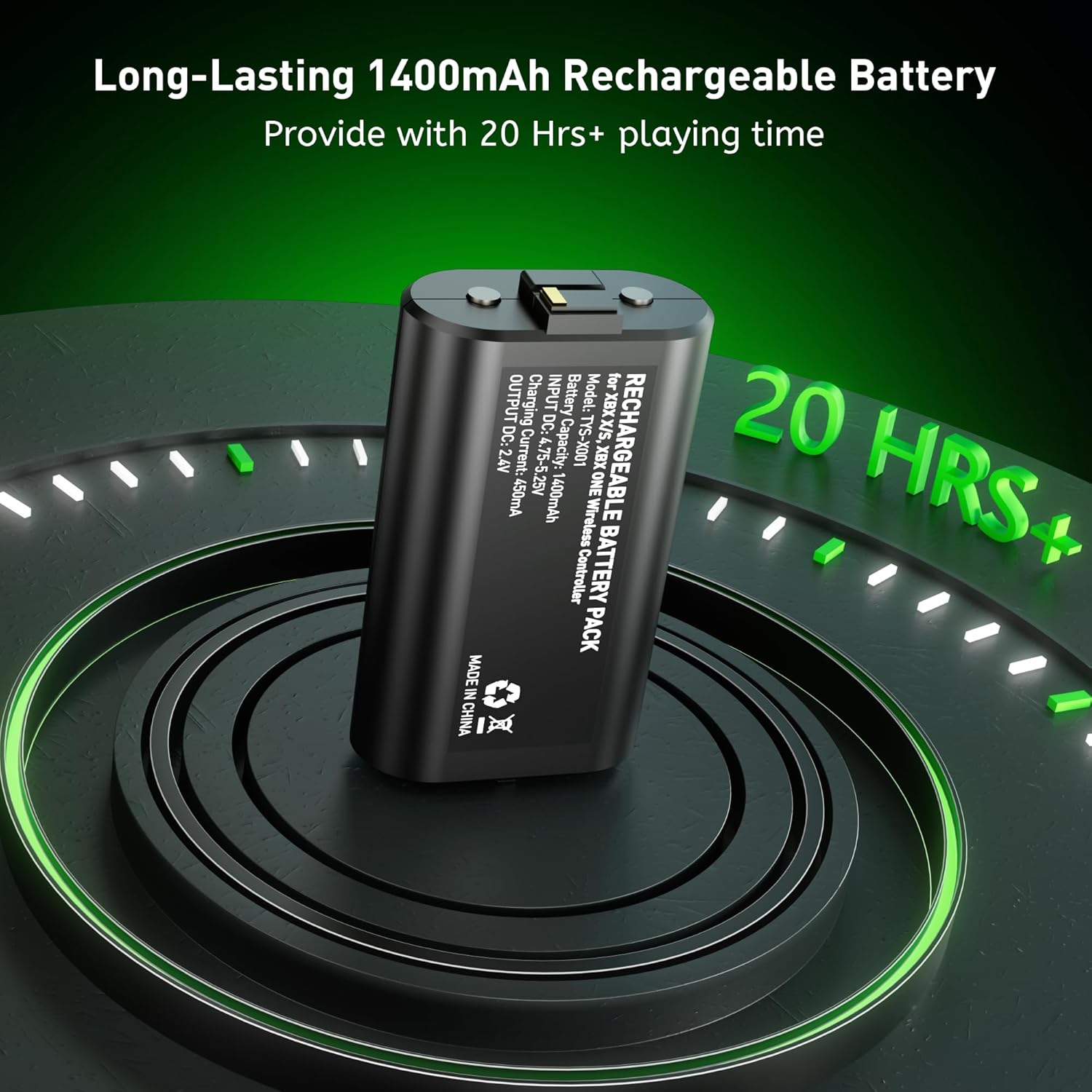 Rechargeable Battery Pack for Xbox Series X|S/Xbox One Controller - 2 Pack 1400mAh Batteries