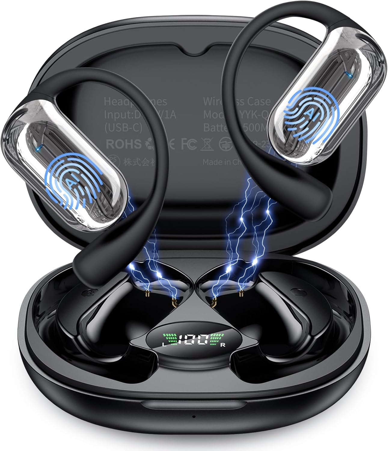 AI Cuffie Traduzione Simultanea in 188 Lingue , 2026 4 in1 Auricolari Traduttore Vocale Istantaneo Multilingue,Bluetooth 6.1 Wireless 60 ore con ENC Mics, Cuffie Traduzione Adatto per affari, viaggi