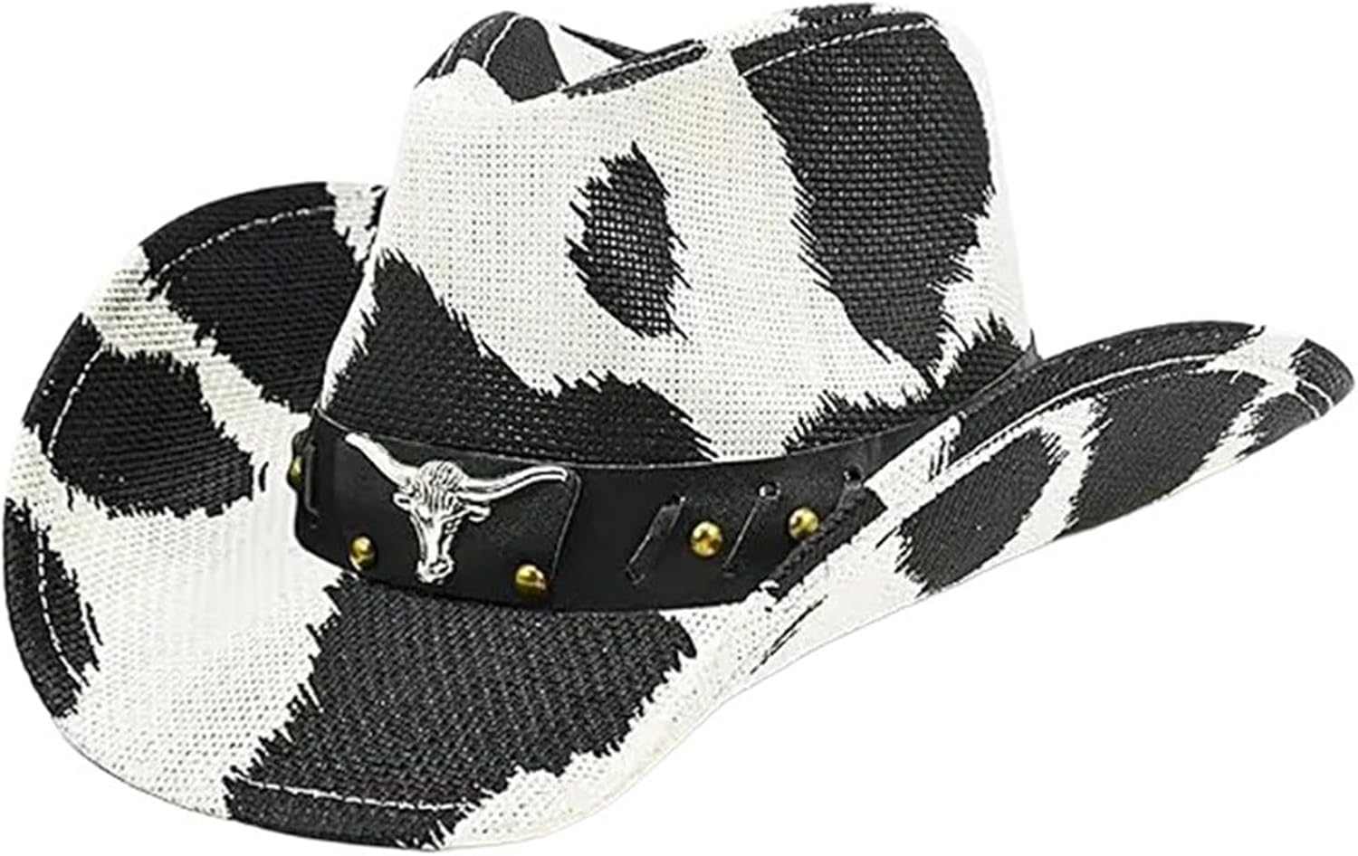 Travel Sun Hat Circus Show Winter Cow Pattern Fedoras with Sweat Absorbent for Casual Daily Wear Wide Border