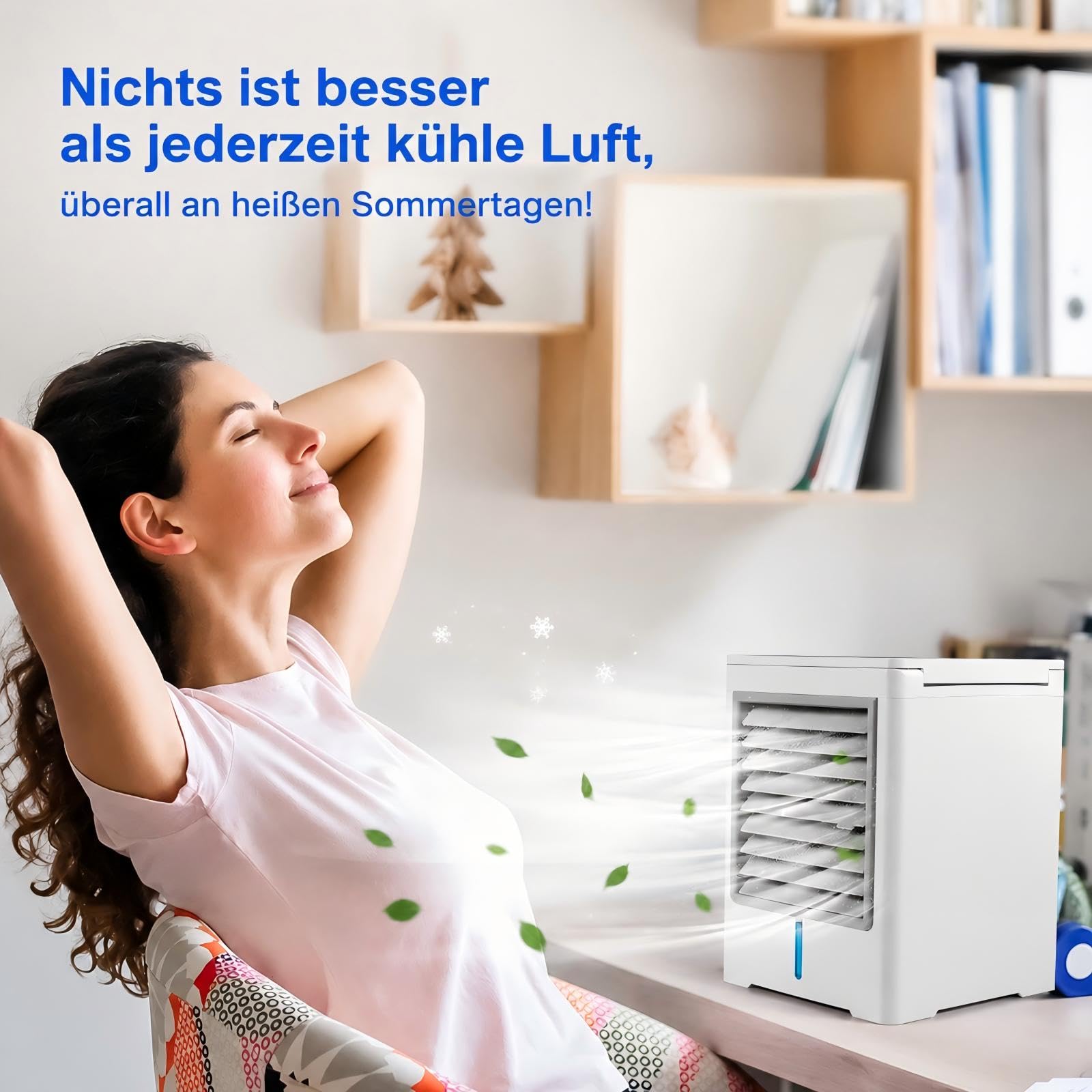 Climatiseur Mobile Portable, Refroidisseur D’Air À Eau Silencieux, Grand Réservoir D’Eau, 3 Vitesses, Ventilateur USB-C Pour Chambre, Bureau, Camping Et Voiture