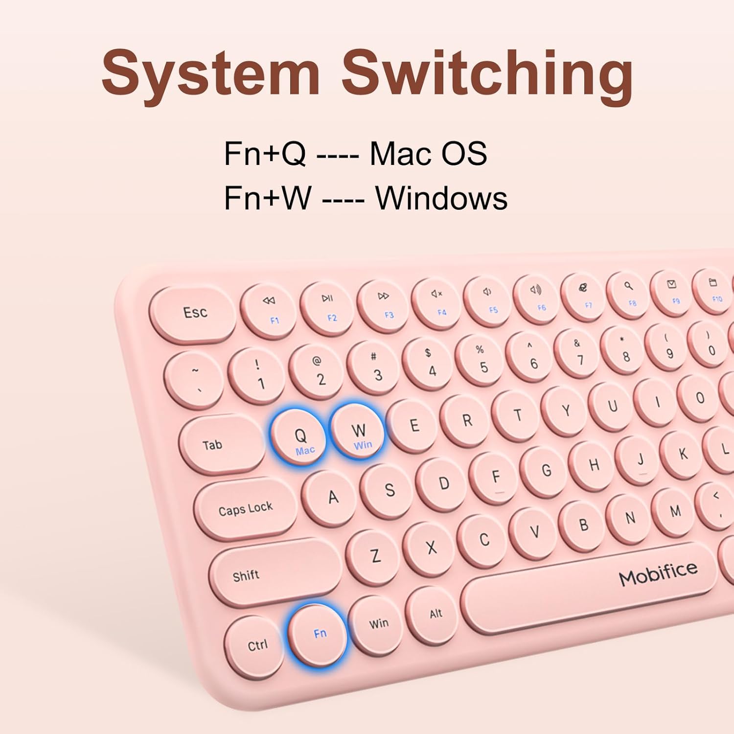 Cute Wireless Keyboard and Mouse Combo Slim 2.4GHz USB Cordless Full Size Silent Retro Keyboard and Mouse Set for PC Computer,Laptop,Windows,Mac,Tablets（Upgraded Peach）