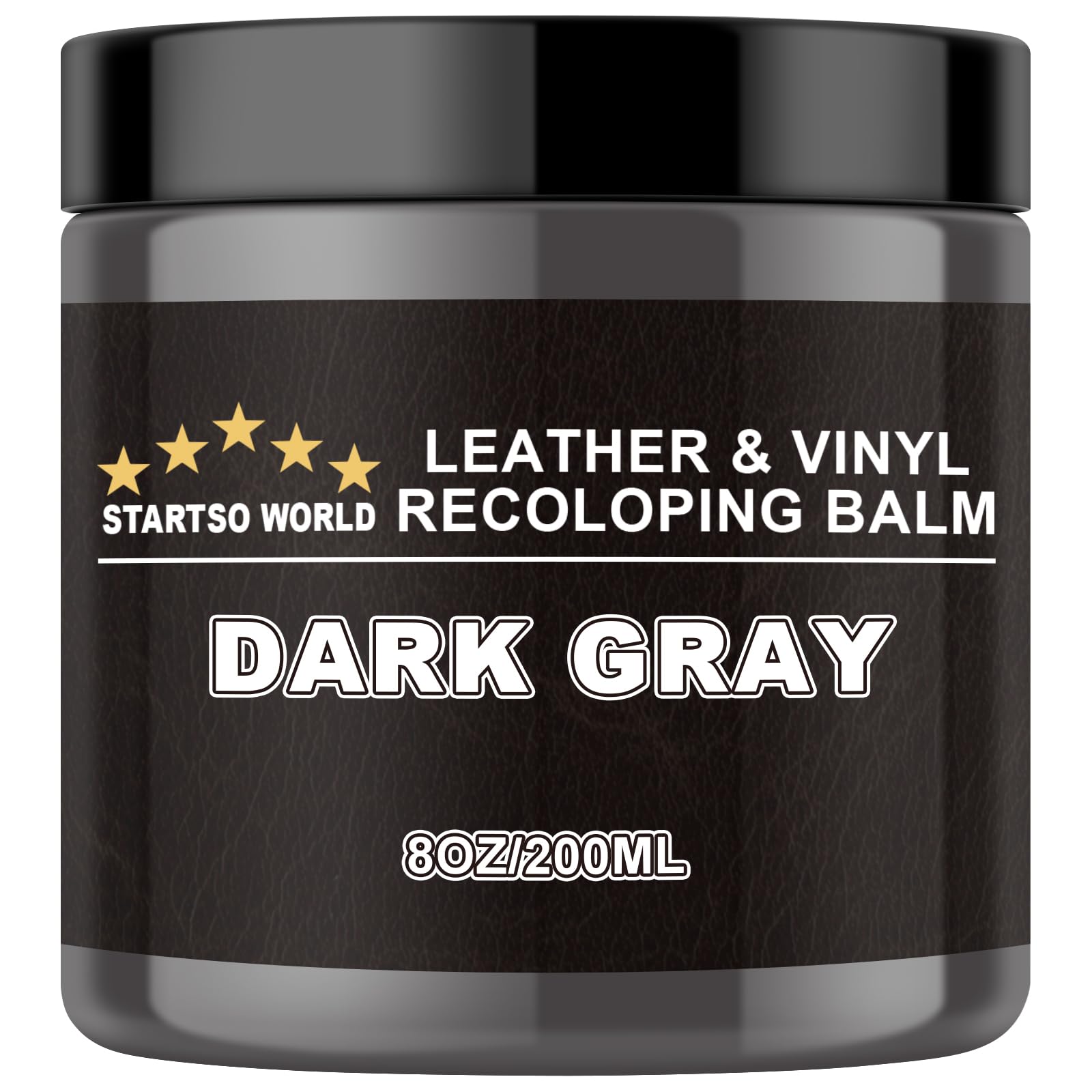 STARTSO WORLD Bálsamo de recoloración de cuero, kit de reparación de cuero gris oscuro para muebles, tinte de cuero, restaurador de color de cuero para sofás, pintura de sofá de cuero, repara,