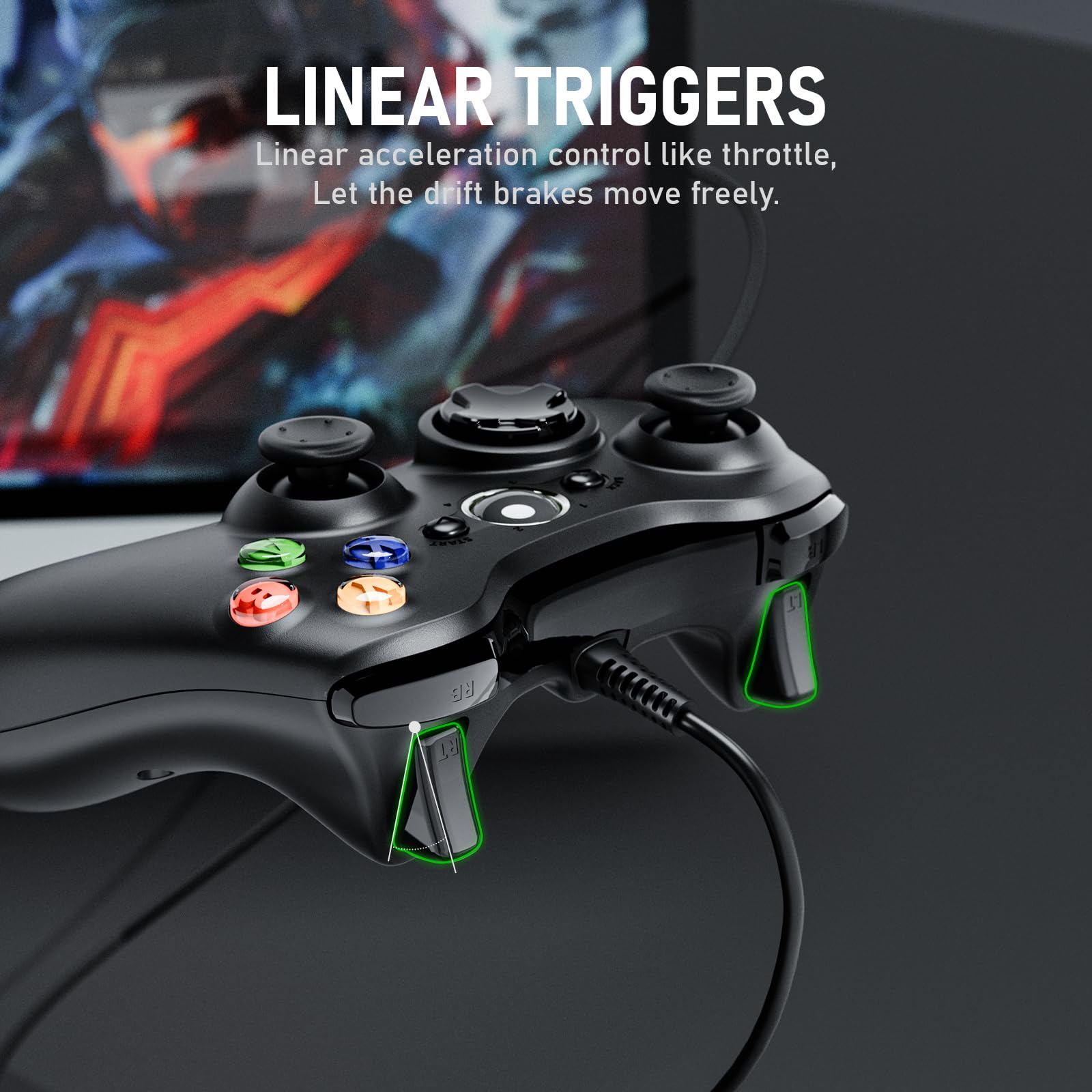 Diswoe 2 Pack Manette pour Xbox 360, 2 Pack Manette PC, Joystick Manette de Jeu pour Xbox 360/ Slim/PC Windows 7/8/10/11/XP, Gamepad Filaire avec Double Vibration/Design Ergonomique - 5