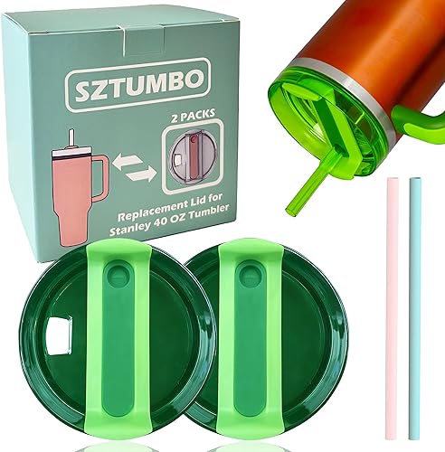 Miniatura 1 de SZTUMBO Stanley - 2 tapas de repuesto para vasos Stanley de 40 onzas, a prueba de derrames y salpicaduras, accesorio para vaso Stanley Quencher