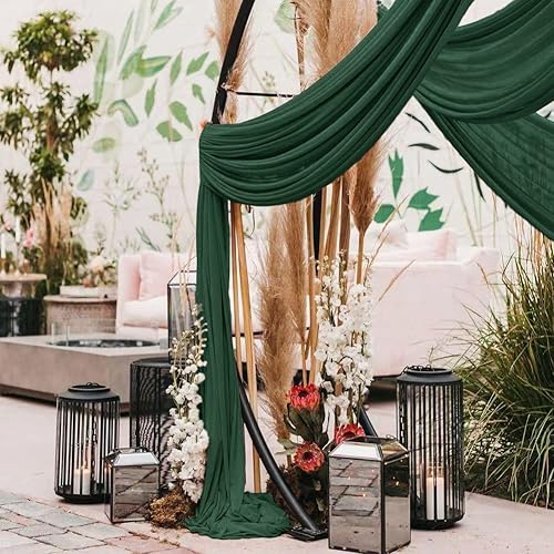 Miniatura 5 de 2 paneles de cortinas de arco de boda verde esmeralda de 6 yardas de largo y 30 pulgadas de ancho, tela de gasa transparente para arco de boda para