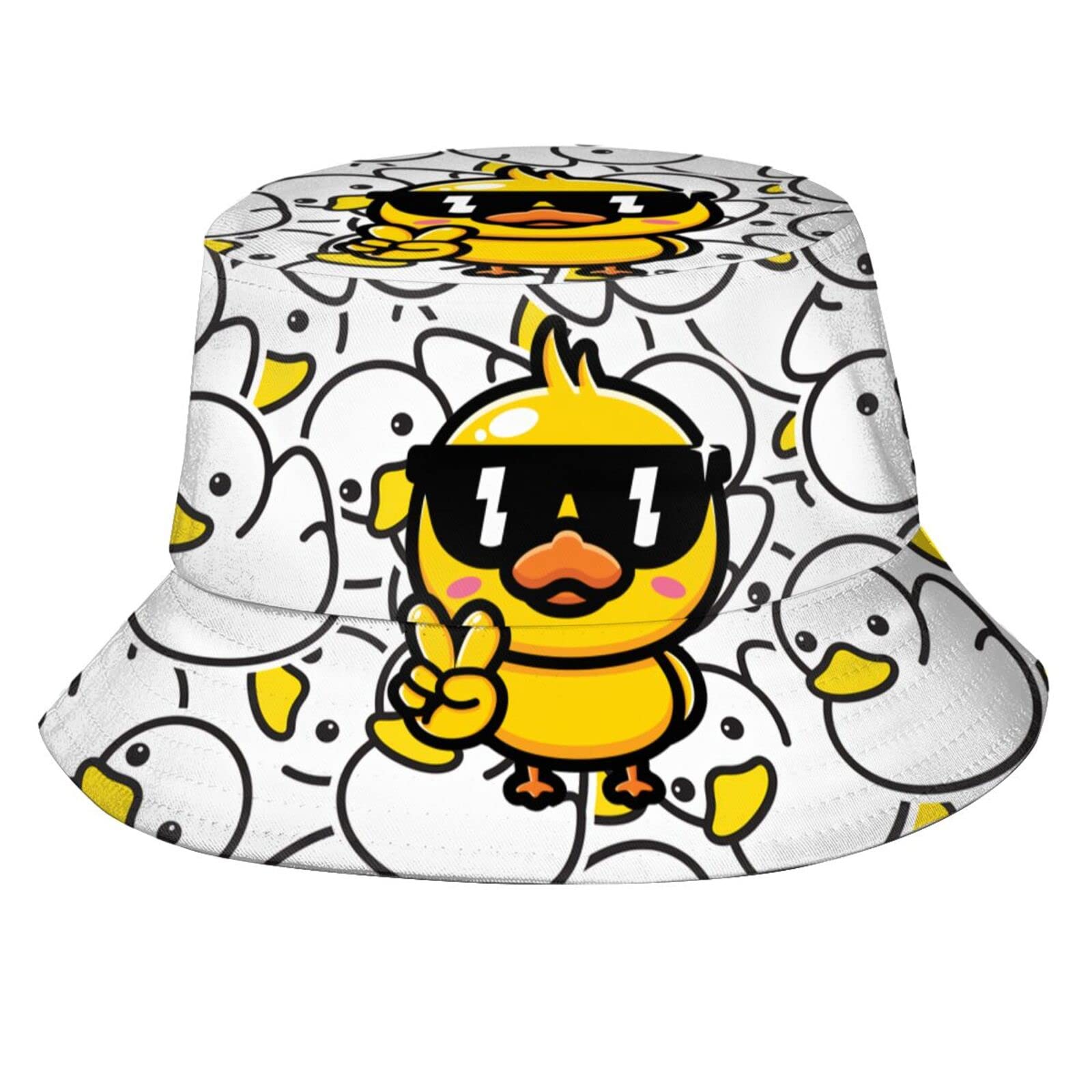 JSHXJBWRCartoon Duck Bucket Hats for Women Men,Summer Fisherman Cap Travel Beach Hat Fashion Packable Sun Hat for Adults Teens