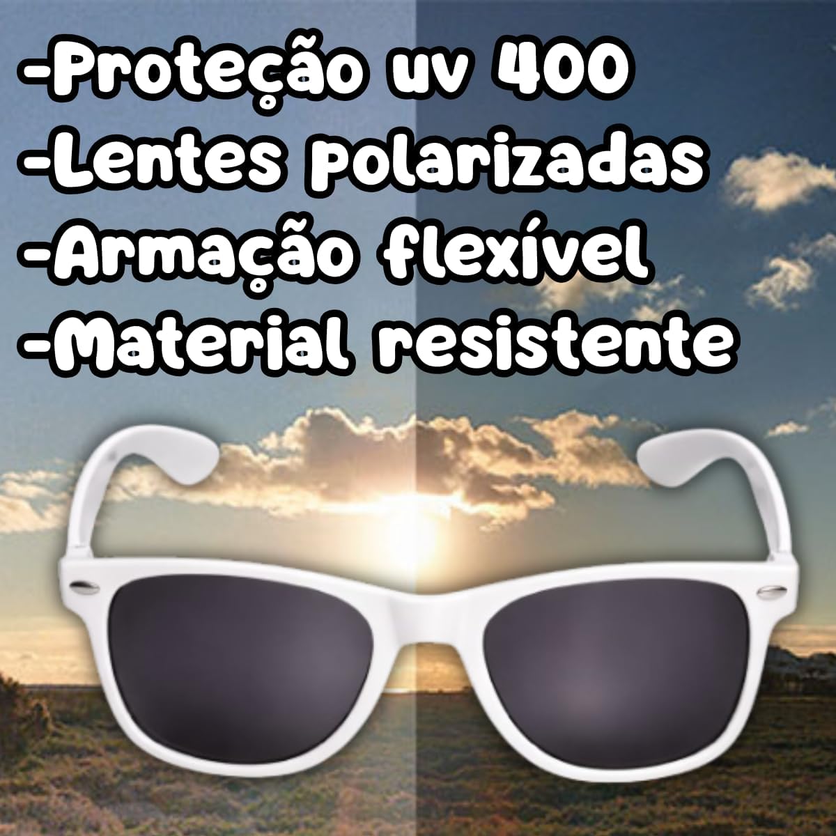 Óculos de Sol Infantil Flexíveis Polarizados - Proteção UV400 para Crianças - Conforto e Estilo