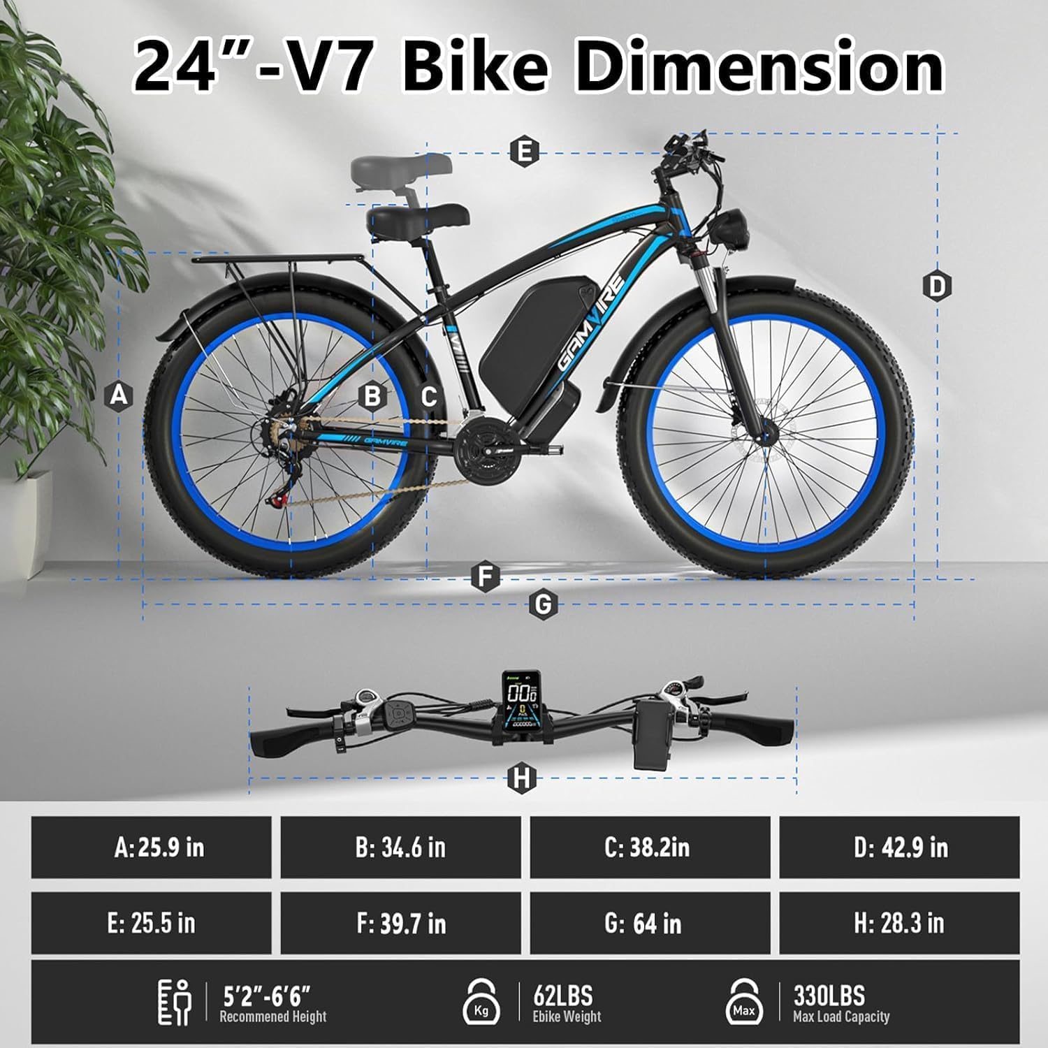 Ebike for Adults Electric, 52V 19.2Ah/32Ah, Peak 2000W/3000W Electric Bicycle, 36/40M P H, 70 Miles/100Miles, Off Road Snow Mountain E-Bike, Hydraulic Disc Brake, 24"/26" Fat Tire E Bike UL2849 by SGS