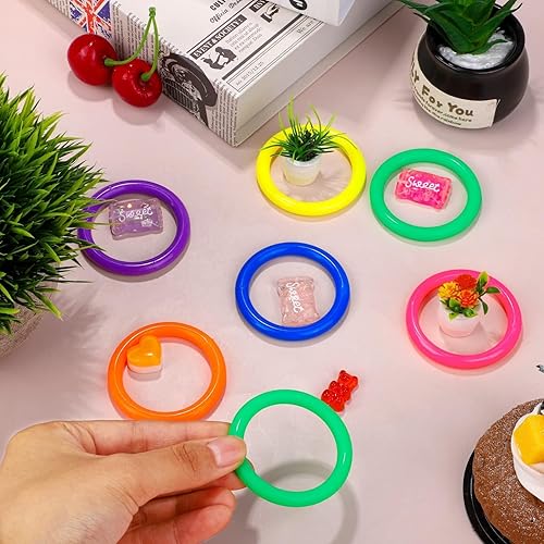 Miniatura 4 de Aodaer Paquete de 60 anillos de plástico para lanzamiento de anillos, anillos de carnaval de 2.1 pulgadas para regalos de fiesta de carnaval,