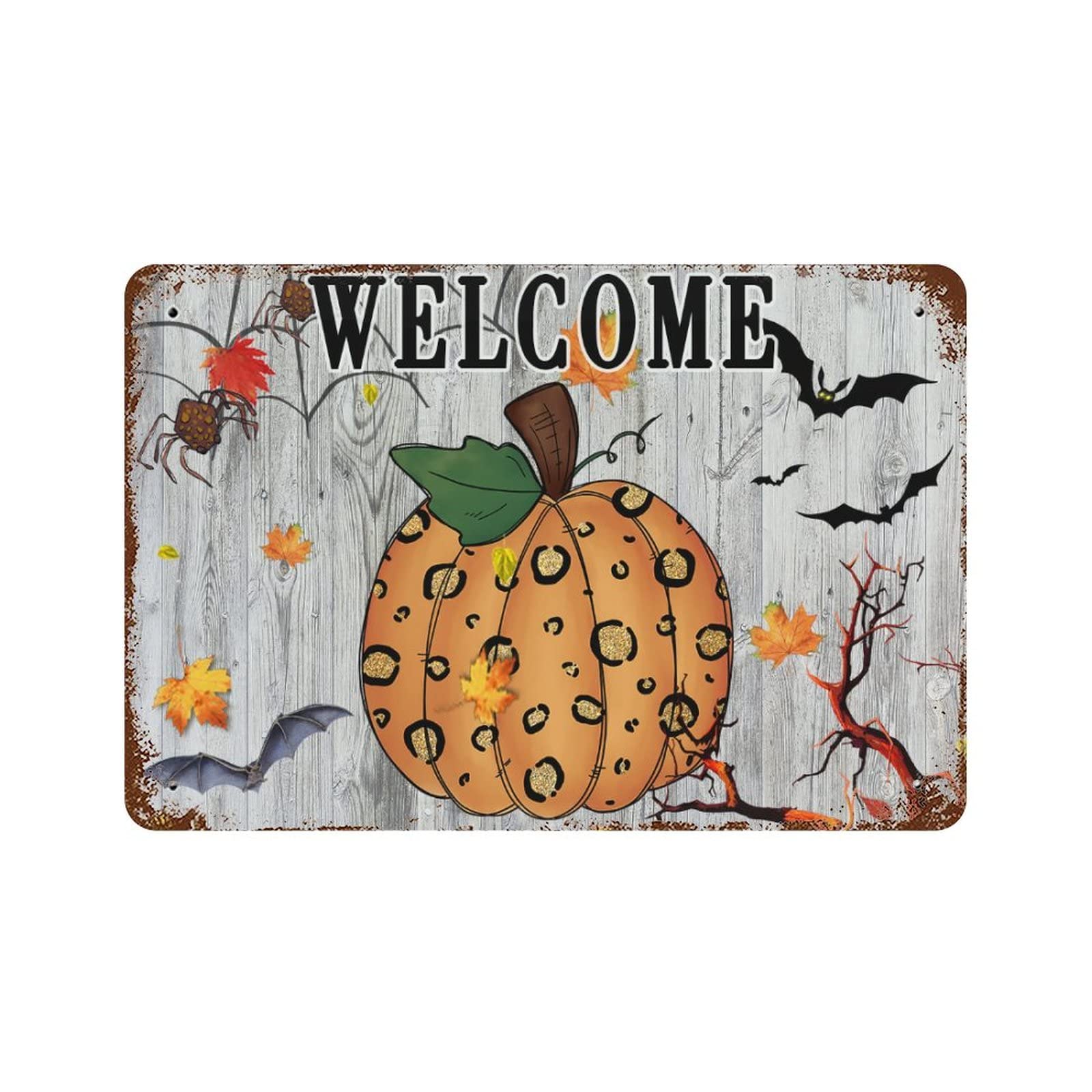 Panneau citrouille Halloween en aluminium de 30x45 cm pour décorer le jardin