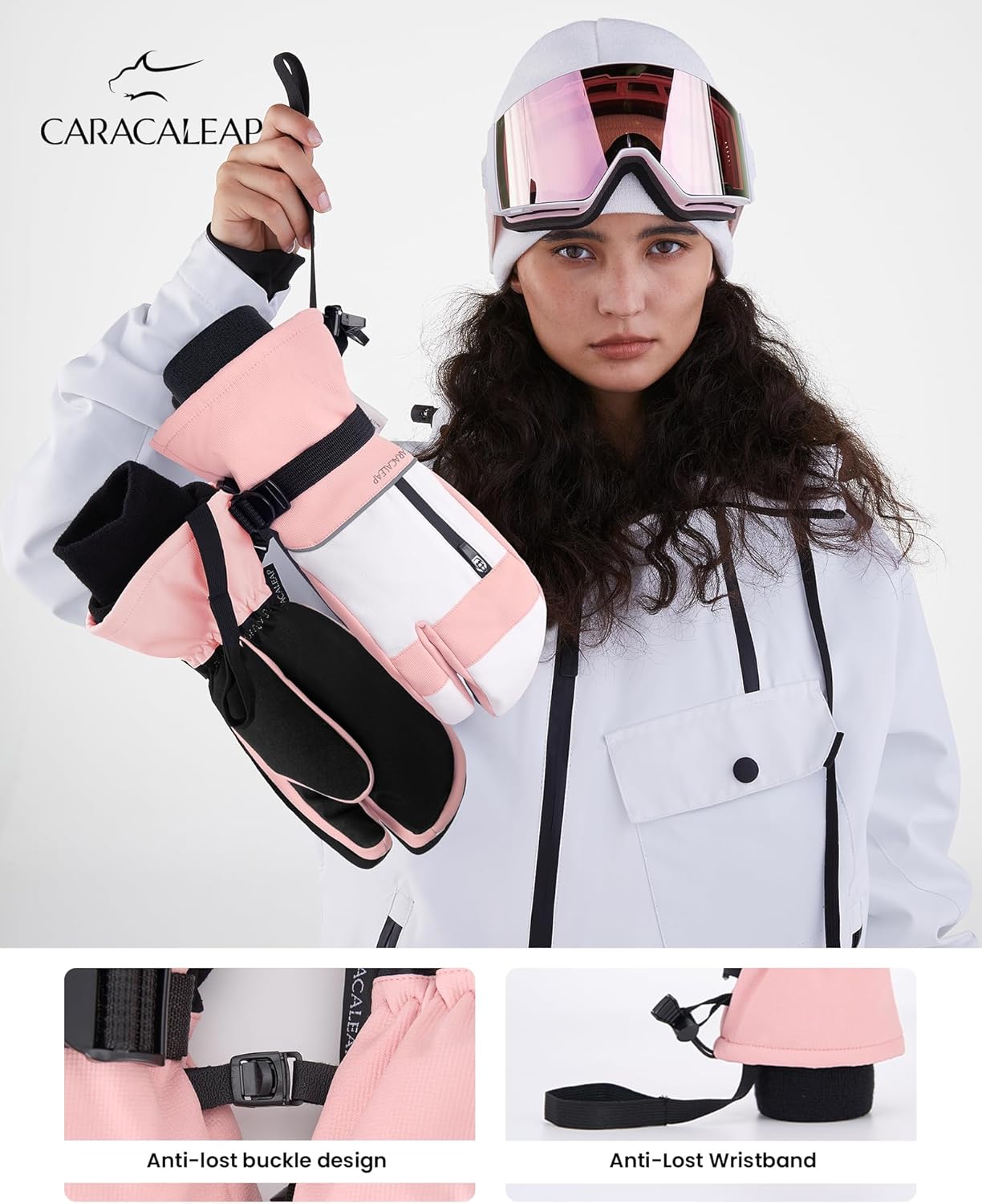 3-Fingers Ski Mittens for Men & Women Winter Snow Mitts Waterproof Gloves Warm 3M Thinsulate - Image 5