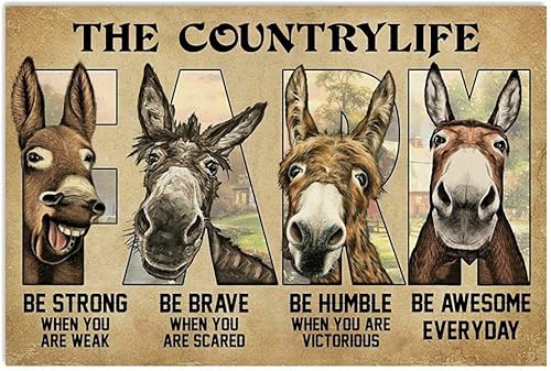 Donkey Farm Becomes A Strong Poster - Letrero de metal de hojalata de 8 x 12 pulgadas, lata