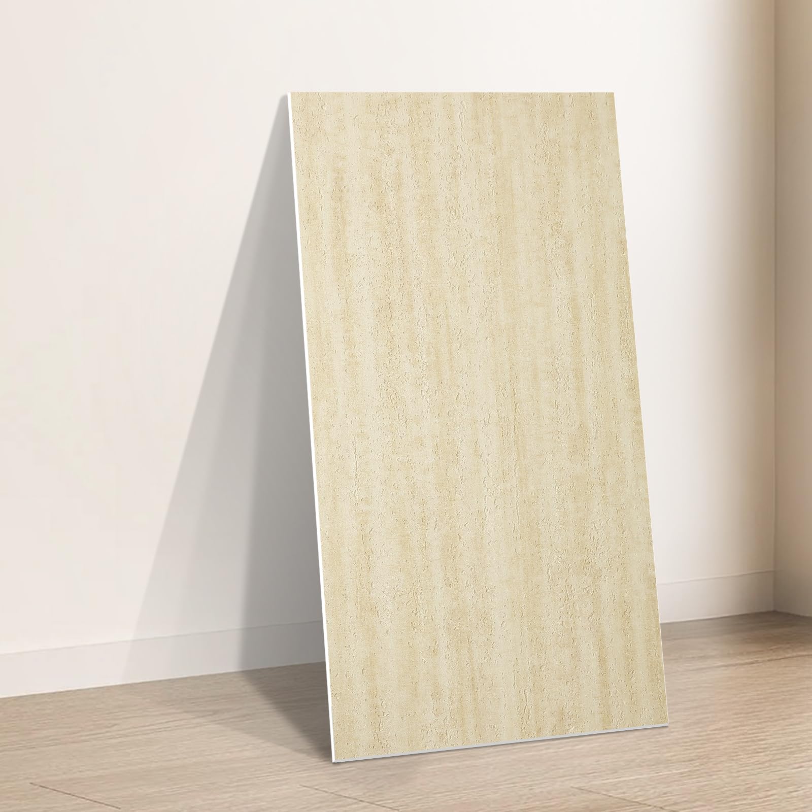 Takezuaa 30pcs Peel and Stick Wall Panels 30x60cm Self-Adhesive Travertine Wall Panels, 2.5mm Thick Waterproof Insulating Wallpaper for Kitchen, Living Room, Bedroom, Office - Beige