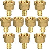 Vista 9 de Paquete de 5 accesorios de codo de oreja, PEX 1/2" x 1/2" NPT hembra adaptador roscado de crimpado, latón, puerto completo para tuberías PEX