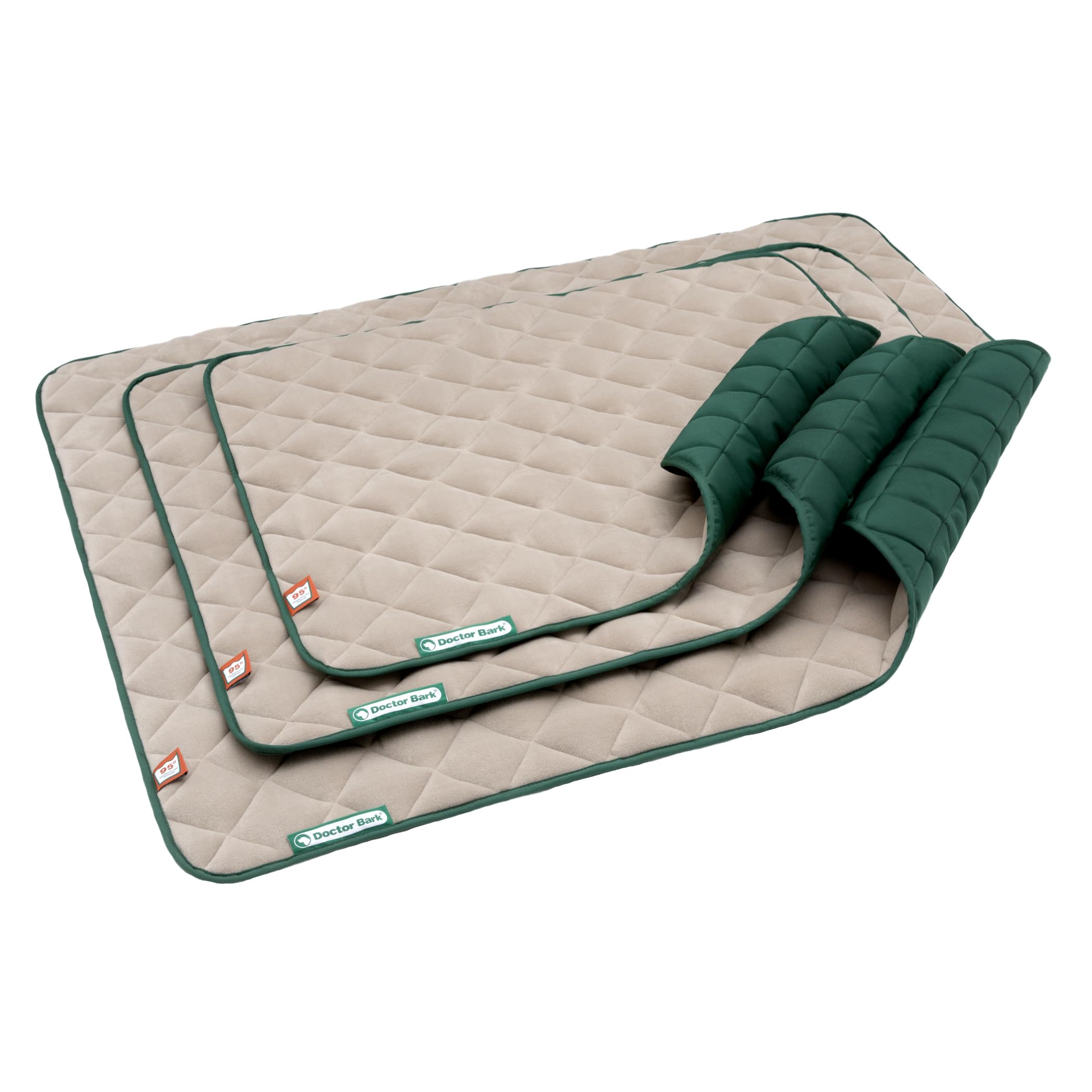 Doctor Bark Manta para perros de forro polar, reversible, mullida, resistente y lavable hasta 95 °C, para interiores y exteriores (100 x 80 cm, beige/verde)
