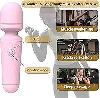 Vista 3 de Mini masajeador con 10 modos de vibración silenciosos, masajeador personal inalámbrico para cuello, hombro, espalda y cuerpo (rosa)