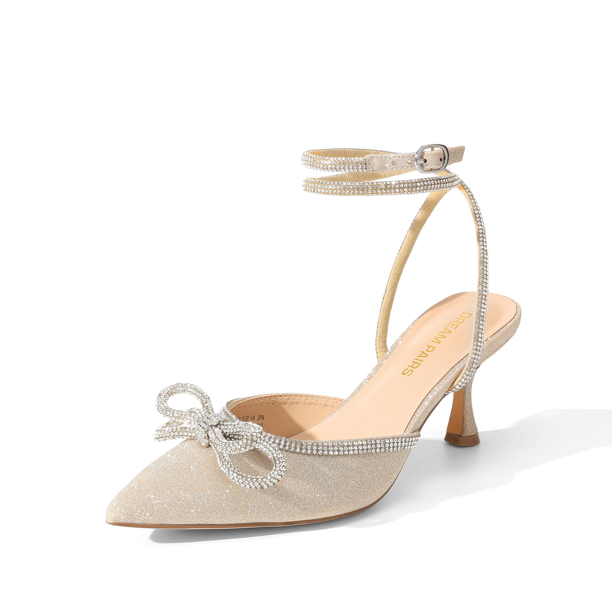 Similar to Heels Rhinestone Bow Ankle Strap Stiletto Pointed Closed Toe Heels for Women Pumps Wedding Bridal Party Dress Shoes size 11US EU43