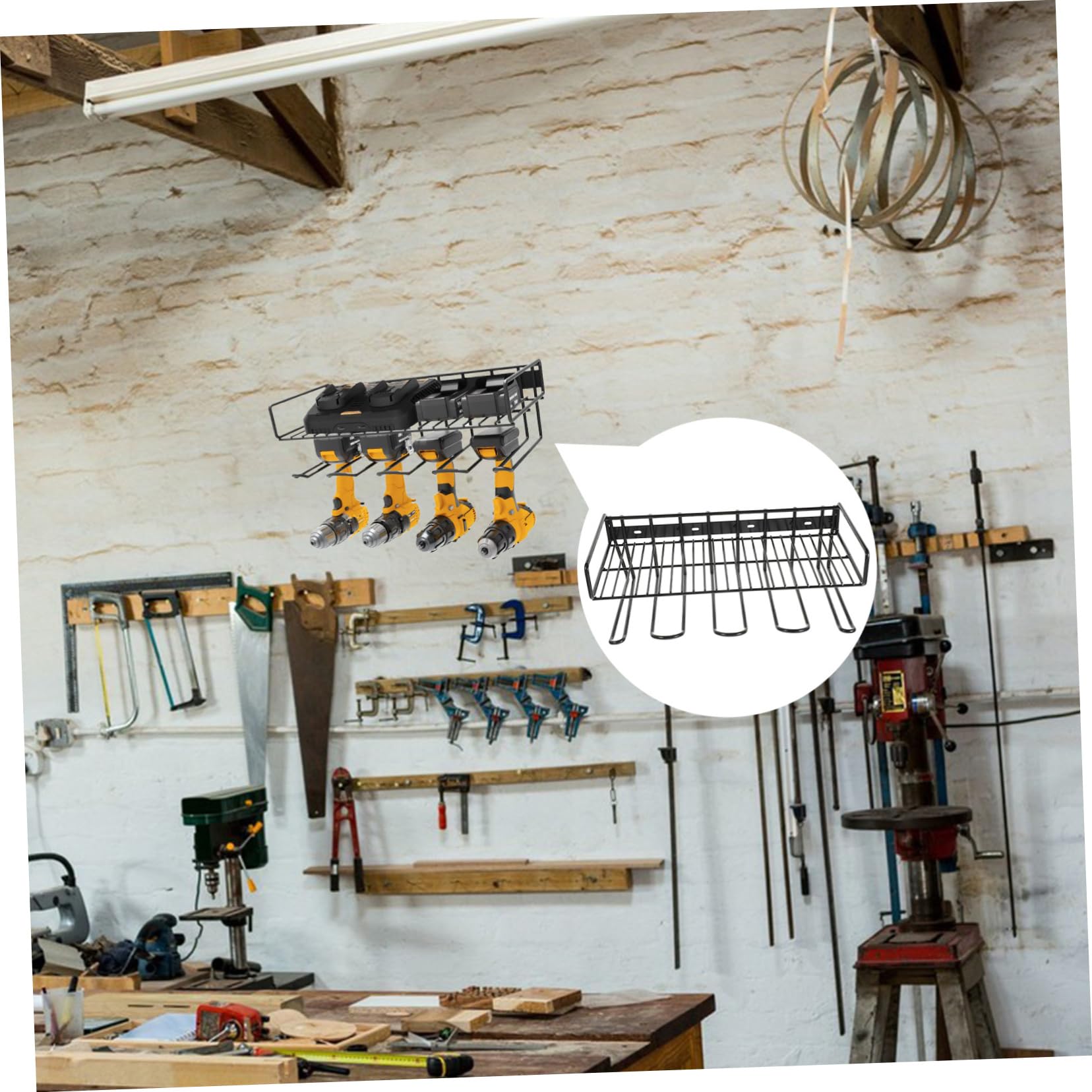 PRETYZOOM Organizador de Herramientas Eléctricas de Hierro Soporte Pared para Garage y Almacenamiento