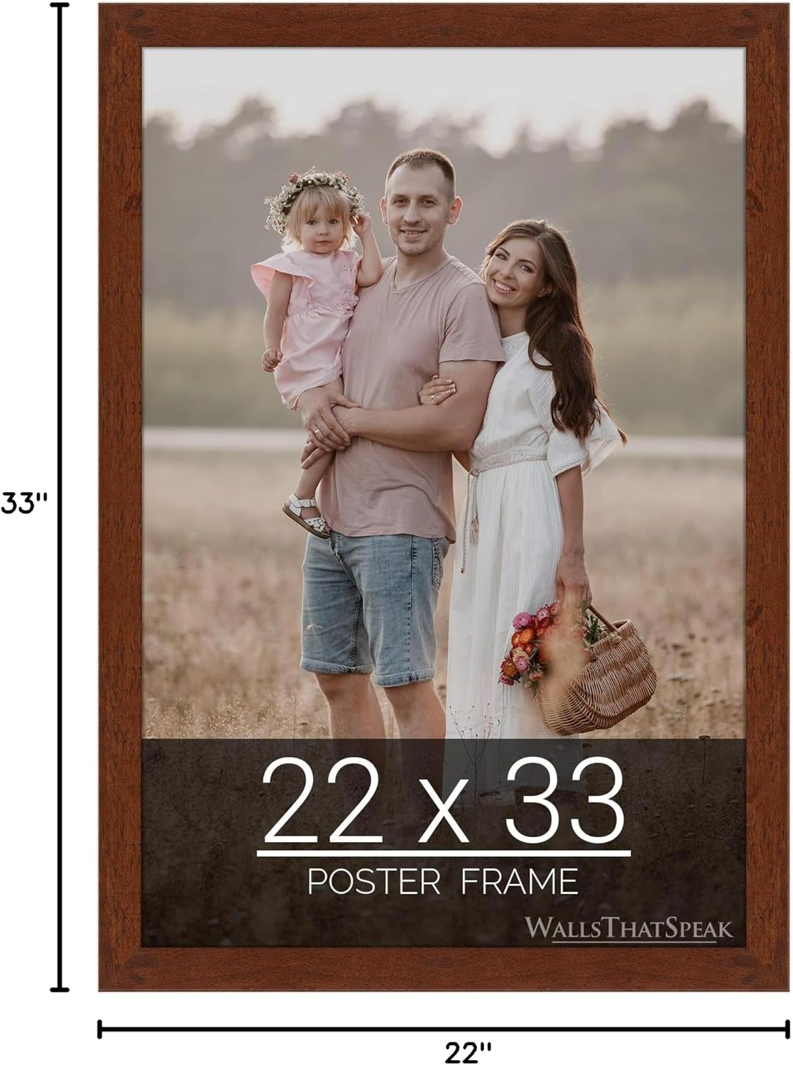 wallsthatspeak 22x33 Dark Walnut Rustic Pine Picture Frame for Puzzles Posters Photos or Artwork