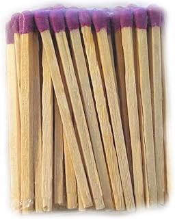 250 Wooden Safety Matches with Choice of Color Heads in a Clear Acrylic Plastic Cube Box with Cover and Striker on Bottom 2.35 x 2.35 x 2.35 (Purple)