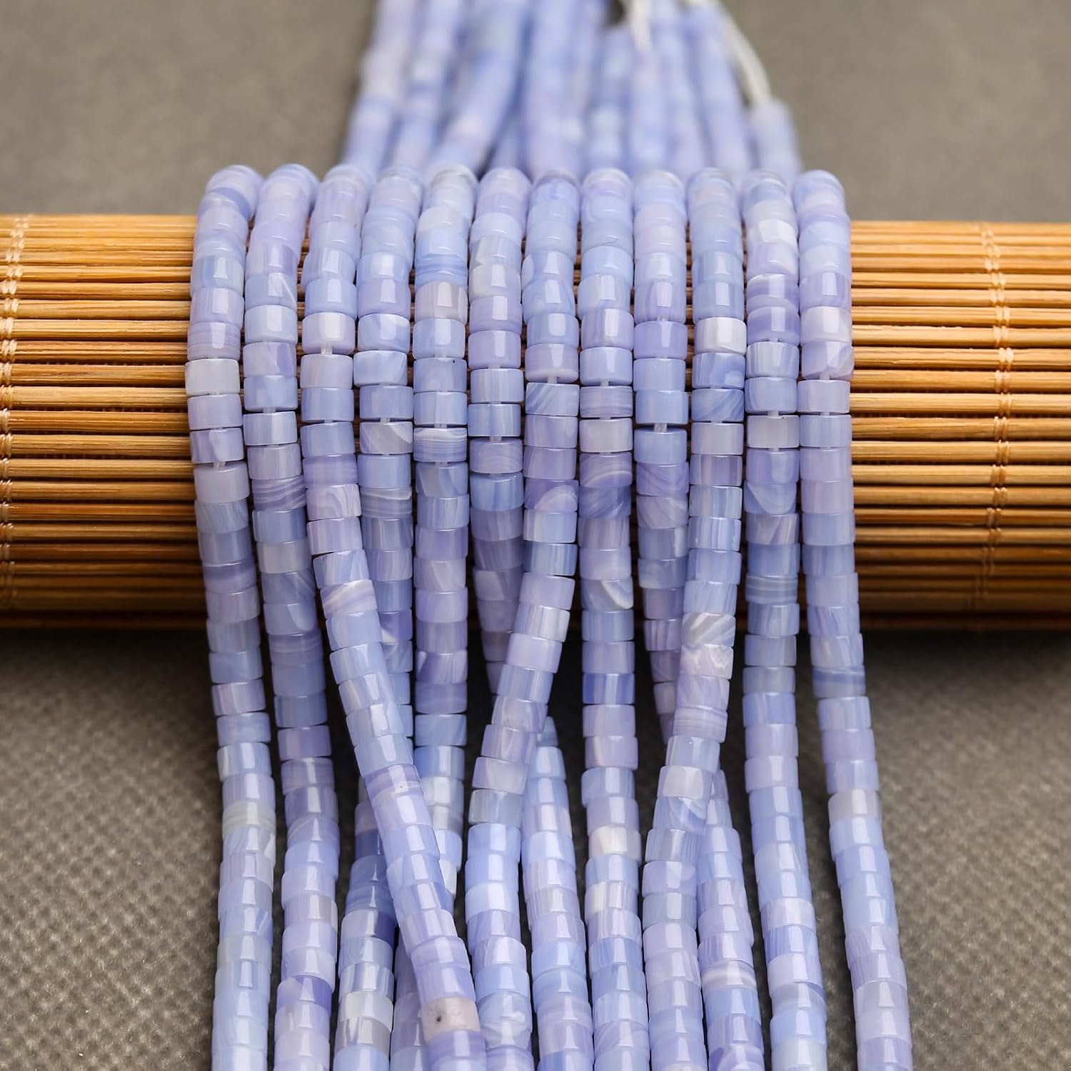 BONNY BOXX 150PCs Natural New Purple Agate Spacer Beads, Loose Semi Precious Flat Round Gemstone Heishi Disc Stone Beads for Beading Jewelry Making 4mm*2mm image 4