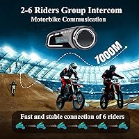 Vista 3 de QSPORTPEAK Cascos de motocicleta intercomunicador Bluetooth, casco M2C Bluetooth para 2-6 conductores con pantalla LCD, cancelación de ruido