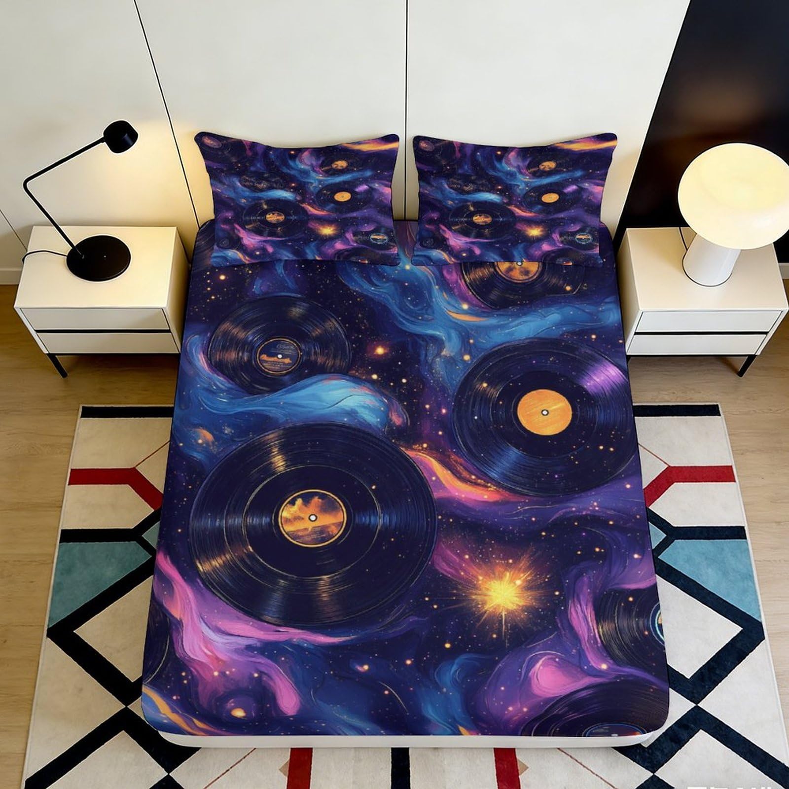 3D Printed Galaxy Starry Sky Fitted Sheet Microfiber Soft Cosmic Nebula Mattress Cover for Bedroom Dorm Decor 120x200cm 200x200x25cm