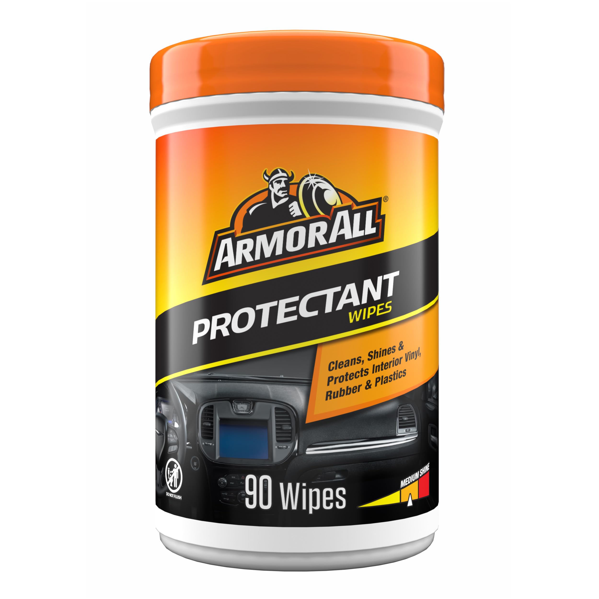 Armor AllCar Interior Protectant Wipes, 90 Count Canister, UV Protectant for Vinyl, Rubber, Plastic, Trim and Dashboards