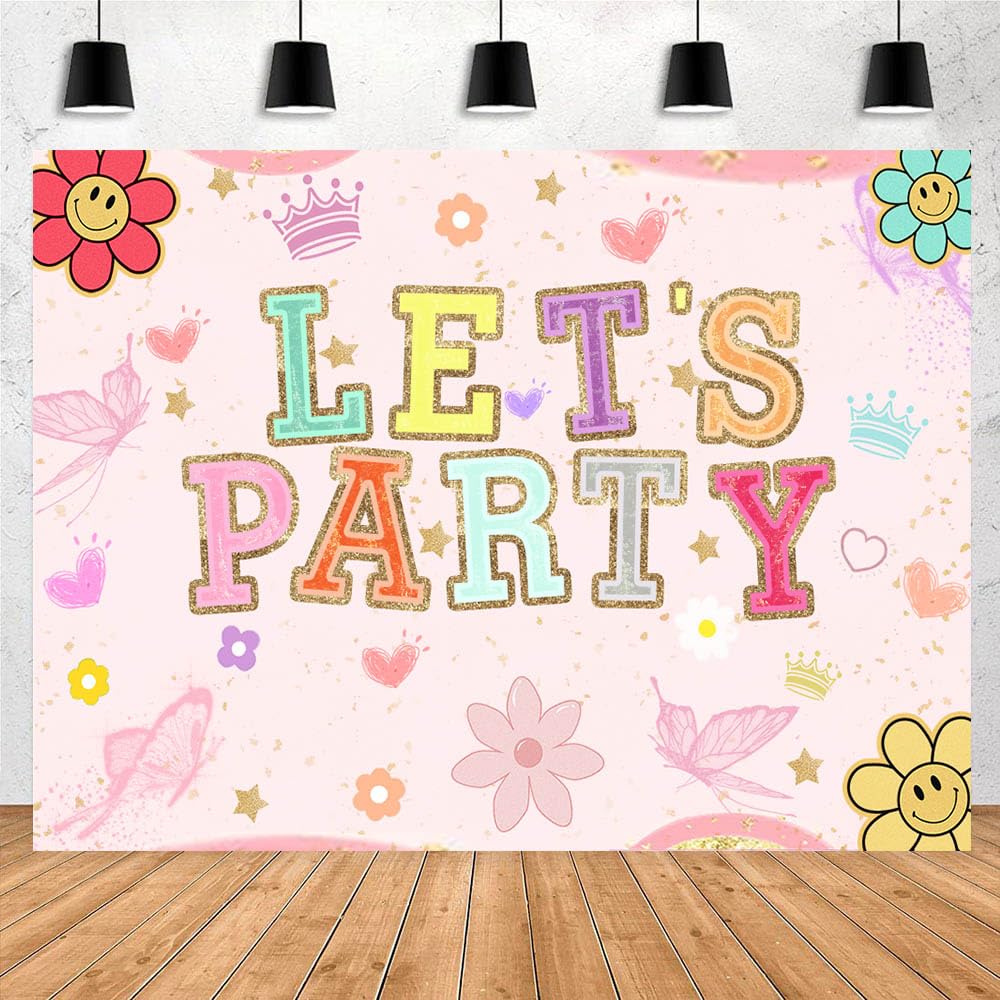 MAYSSKQ Birthday Patch Letter Backdrop Girl Birthday Party Background Inspired Varsity Patch Party Girls Birthday Backdrops Decorations (7x5ft)