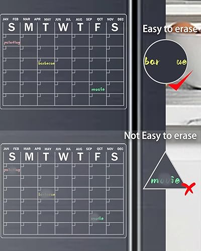 Miniatura 5 de Calendario adhesivo para nevera, calendario de borrado en seco, calendario transparente y no magnético para pared, cocina, oficina, escuela