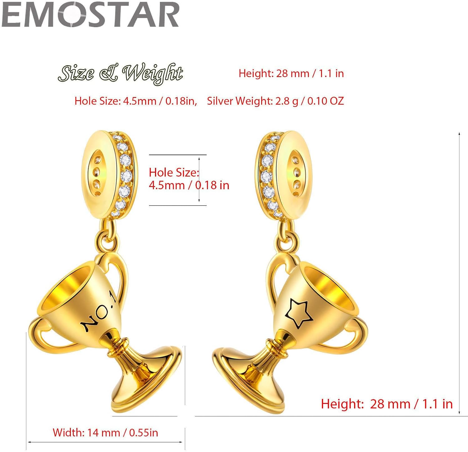 EMOSTAR Sparkling High Heel Shoe with Bowknot Pendant, Heart with Music Notes Dangle Guitar Charms, Badminton Tennis Racket Sports Beads in 925 Sterling Silver, fits Music Lover/European DIY Bracelet