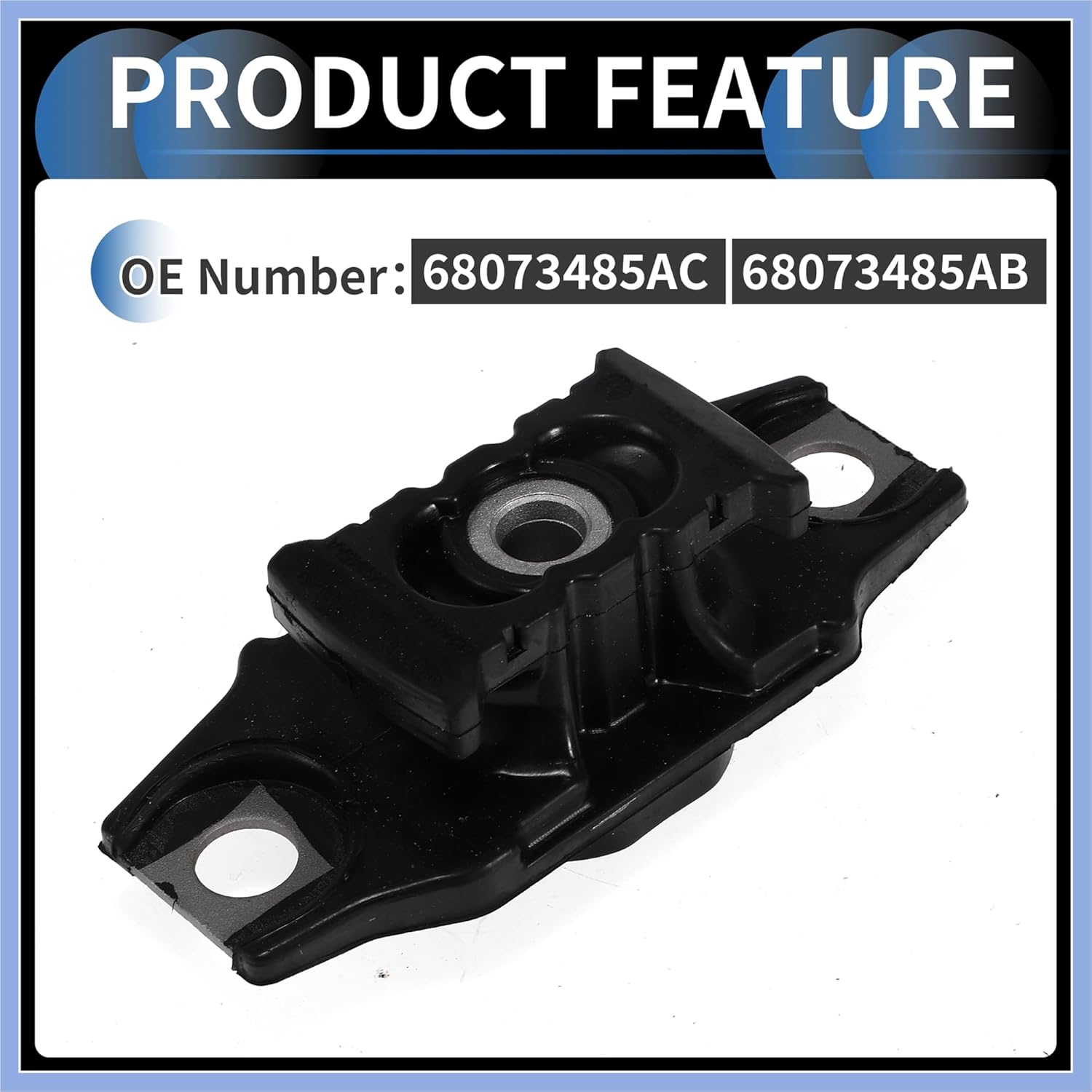 Engine Motor Mount, ENGINE MOUNTING No.68073485AC/68073485AB for Fits for Fiat 500 1.4L 2012-2018 Black Silver Tone, 1 Pc Stable
