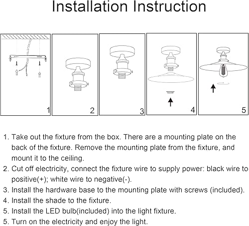 Miniatura 6 de Lámpara de techo vintage de 12 V con bombilla E26, accesorio LED blanco cálido de 3000 K, interruptor de encendidoapagado, fácil instalación para