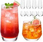 Ensemble de verres à boire 8, Coupes en verre avec 4 Étendu 20 oz Verres à haute bille & 4 Courte 13 oz Verres à pierre, verres à eau sans plomb pour jus, café glacé, cocktail, whisky