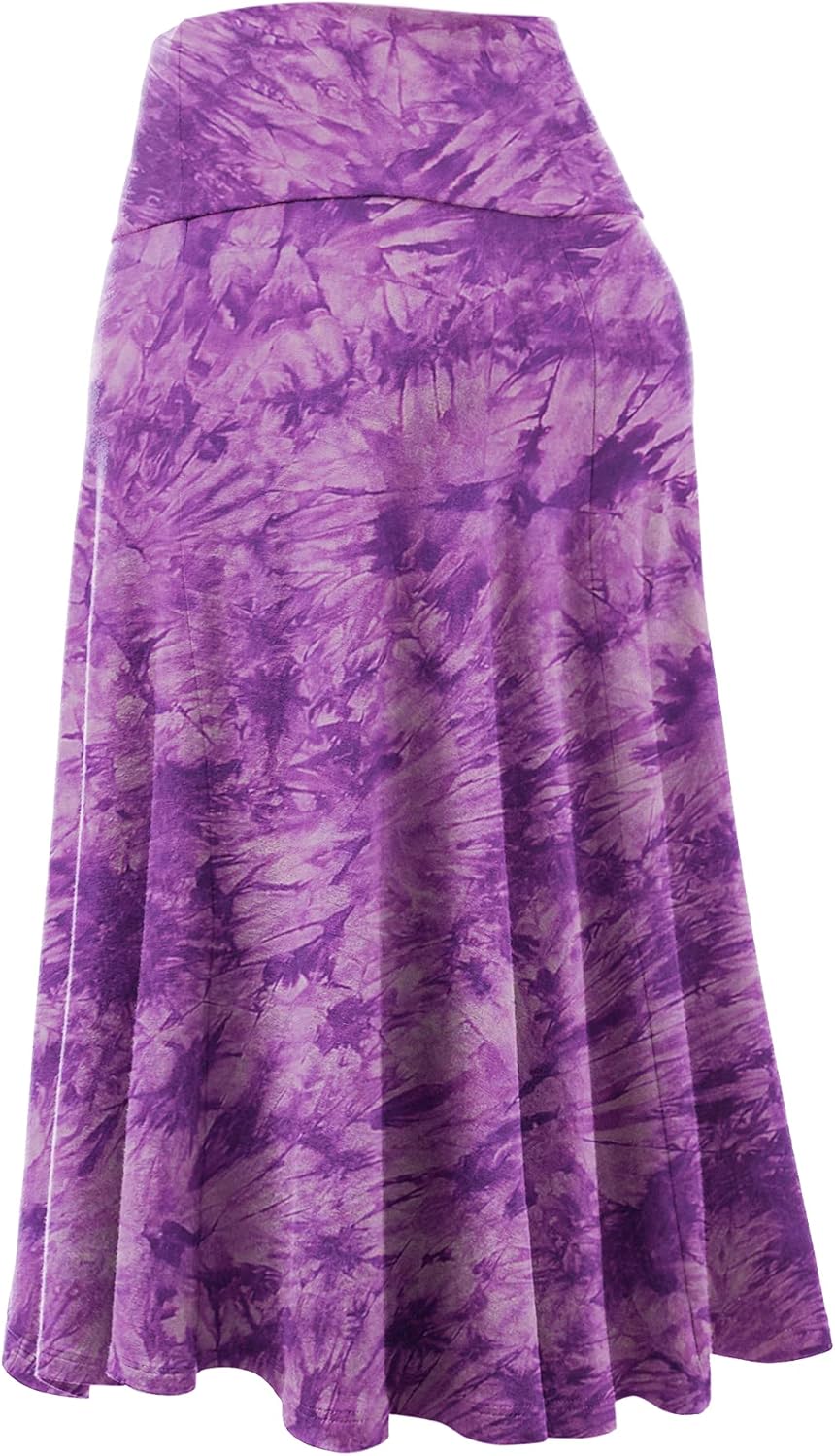 Lock and Love Women's Solid Ombre Lightweight Flare Midi Pull On Closure Skirt S-XXXL Plus Size : Clothing, Shoes & Jewelry