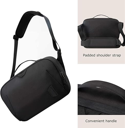 Miniatura 4 de BAGSMART Bolsa para cámara DSLR, funda impermeable para cámara cruzada con correa acolchada para el hombro, bolsa de hombro antirrobo, color negro