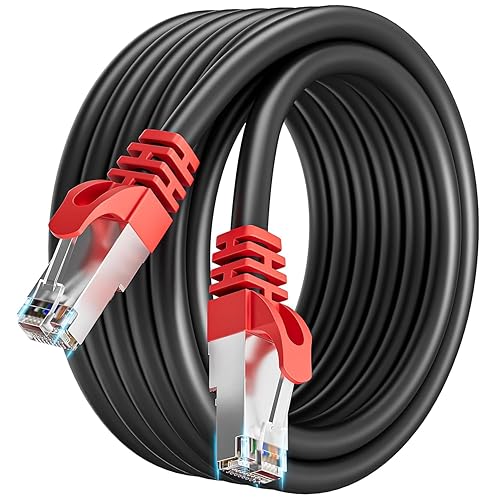 Miniatura 6 de Soibke Cable Ethernet Cat 7 de 30 pies, SFTP Cat 7 Cables de red Ethernet triple blindados, cable de conexión Cat7 de alta velocidad para juegos de