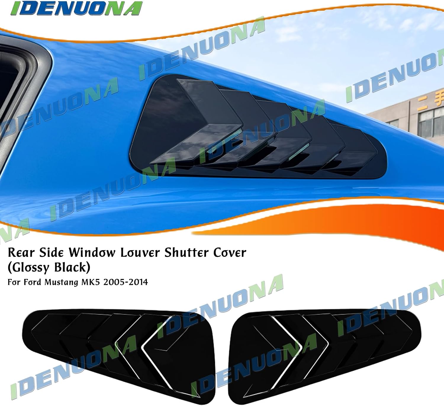 Rear Side Window Louver Shutter Trim for Ford Mustang MK5 2005-2014