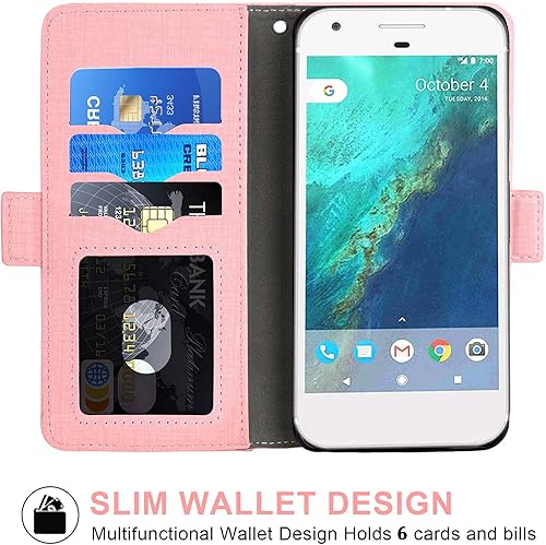 Miniatura 3 de Asuwish Compatible con Google Pixel XL Wallet Case Protector de pantalla de vidrio templado y cubierta de cuero con tapa para tarjetero, accesorios